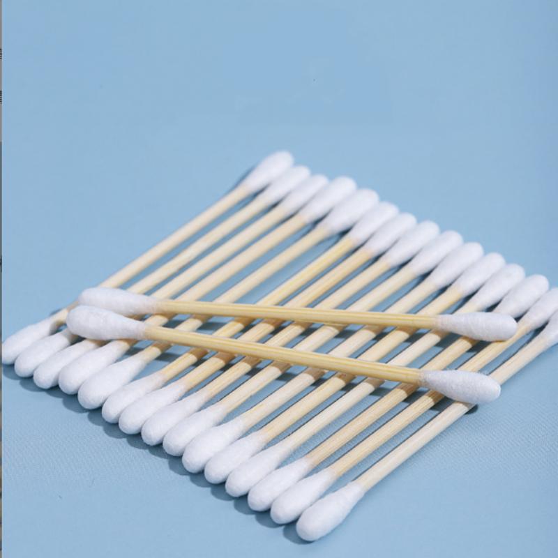 Double-ended 100-piece cotton swab, wooden stick, makeup cotton swab, cotton ear cleaner, makeup remover cotton swab, pointed tip