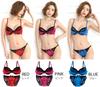 Laurea Core Core Red Bra and Panty Size Sexy Satin and Lace Stylish Floral Print Bra and Panty Set for Women In Their Bra and Panty Set Women's Set,