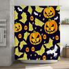 Halloween shower curtain featuring spooky pumpkins and bats waterproof fabric for bathroom decor