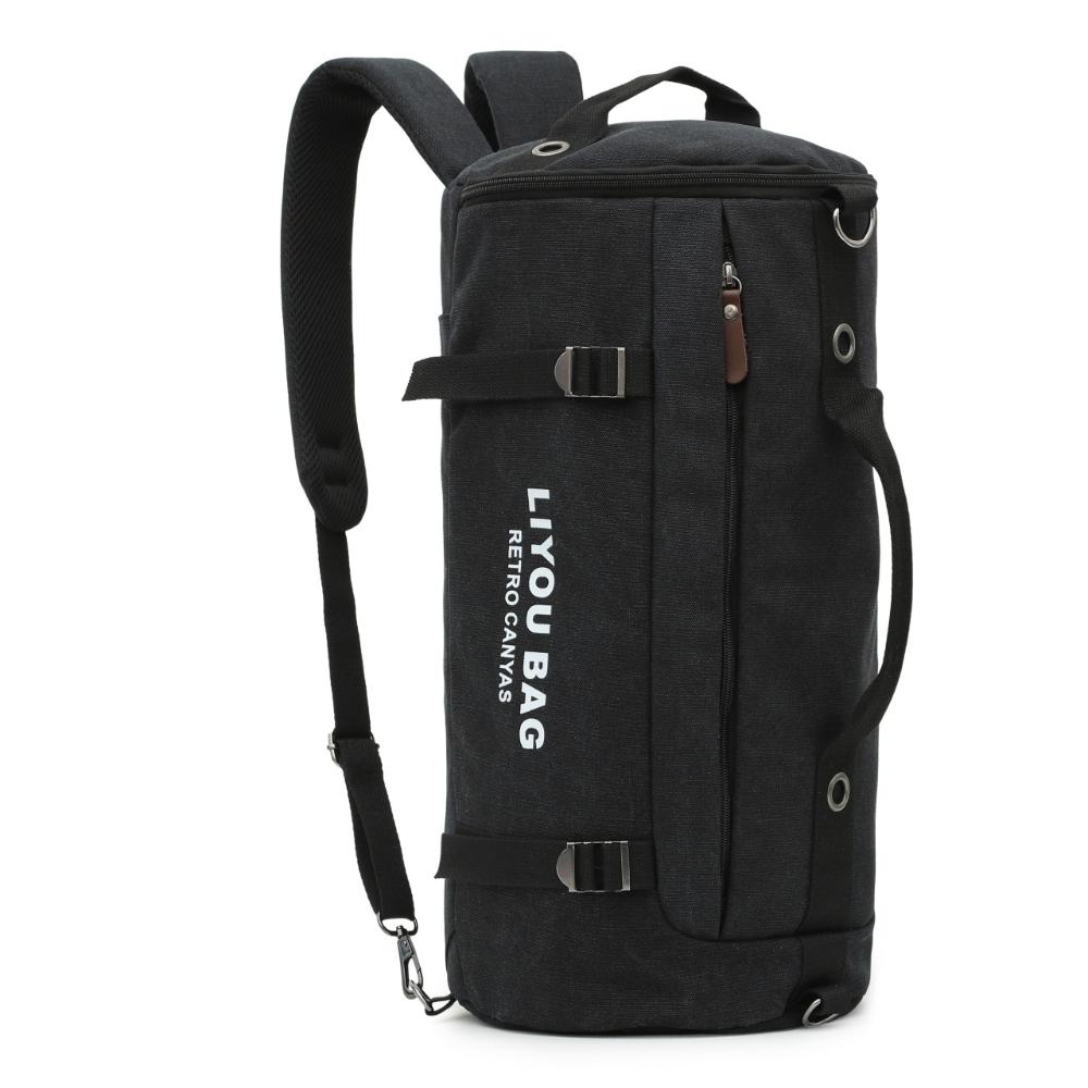 Unisex Cylindrical Travel Backpack,durable Nylon Canvas Luggage Bag,casual Duffle Rucksack for Outdoor Trip and Portable Storage Packing