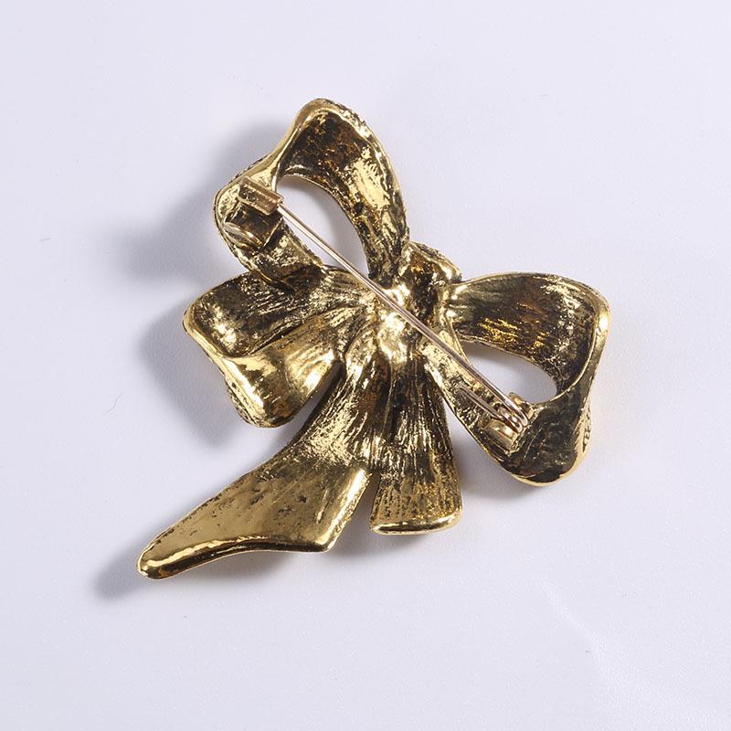 Fashion Alloy Electroplated Retro Bow Rhinestone Brooch Women'S Corsage, High-End Clothing Accessories