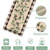 Seliem Spring Eucalyptus Leaves Greenery Table Runner, Black White Buffalo Plaid Check Kitchen Dining Table Decor, Green Plants Botanical Summer