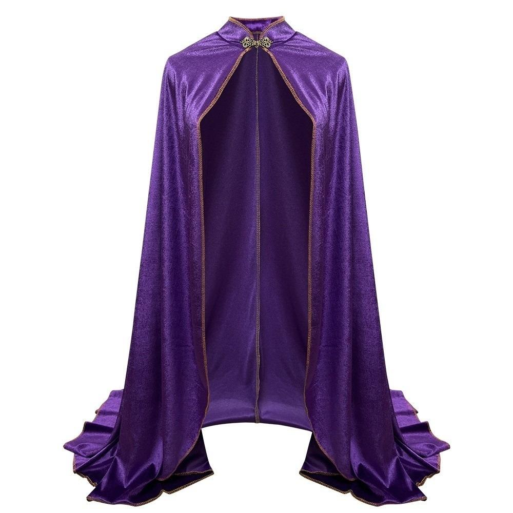 Washable Durable Gothic Costume Cape Golden Trim Velvet Cape Funny Halloween Cloak Prank Joke фиолетовый