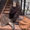 Women's Retro Korean Cable Knit Zipper Cardigan – Autumn/Winter Loose Round Neck Solid Knitwear