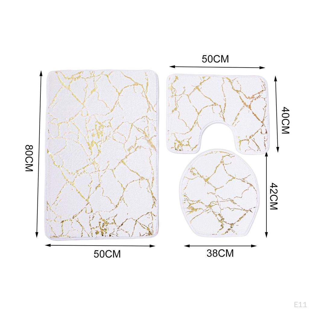 3 Pack Toilet Seat Cushion Sets Decorations Non-slip Breathable Water-absorbent Washable Bath Mat