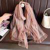 Brand Women Silk Scarf Female Stripe Foulard Femme Pashmina Shawls And Wrap Big Size Scaves Beach Towel Bandana Muslim Hijab