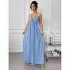 Summer new blue neck halter dress waist thin seaside vacation gentle wind