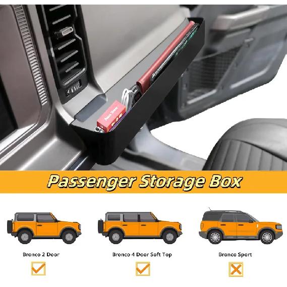 Front Passenger Grab Handle Armrest Tray Organizer Box for Ford Bronco -2025 Interior Storage Tidying Car Accessories
