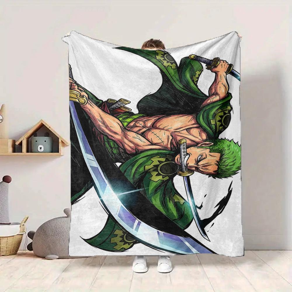 1Pc Green Warrior Swords Flannel Blanket, Soft And Comfortable, Casual Warm, Camping Travel, Christmas, Halloween Xmas Gift S1451