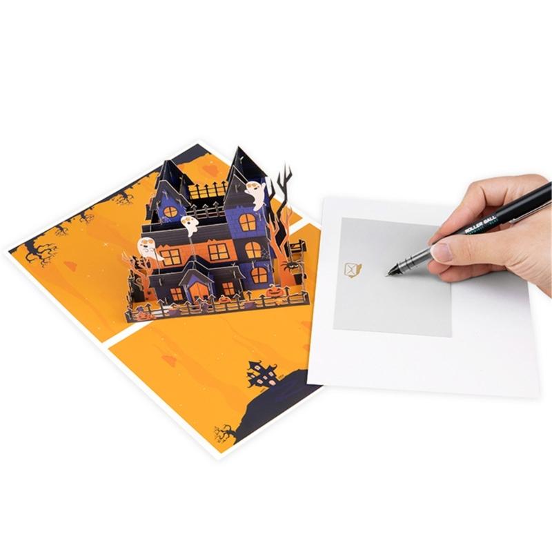 Intricate 3D Halloween Spiders Card Elegant Paper Crafted 3D Spiders Castles Greeting Card for Halloween Greetings