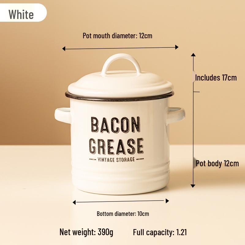 Retro Mini Enamel Stew Pot & Seasoning Jar with Lid - Double-Eared, Food Grade Storage Can