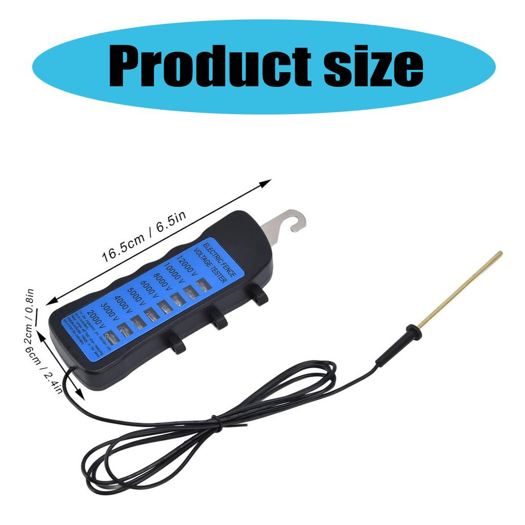 Electric Fence Voltage Tester 12KV Neons Fault Finder 2000 to 12000V 8 Neons Indicator Lights Waterproof Fence Tester