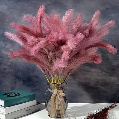 12PCS Faux Pompas for Spring Decor Fluffy Artificial Pompous Grass Fake Flower Bulrush Reed Grass for Vase Filler Ins Style Modern Home Wedding Decor