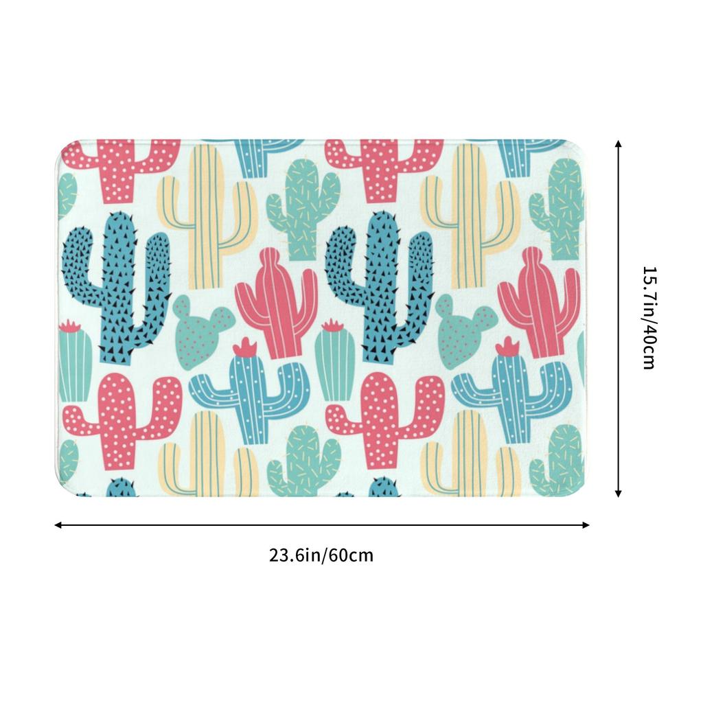 Colorful Cactus Floral Front Door Mat Anti-Slip Indoor Waterproof Cacti Succulents Doormat Garden Garage Entrance Rug Carpet