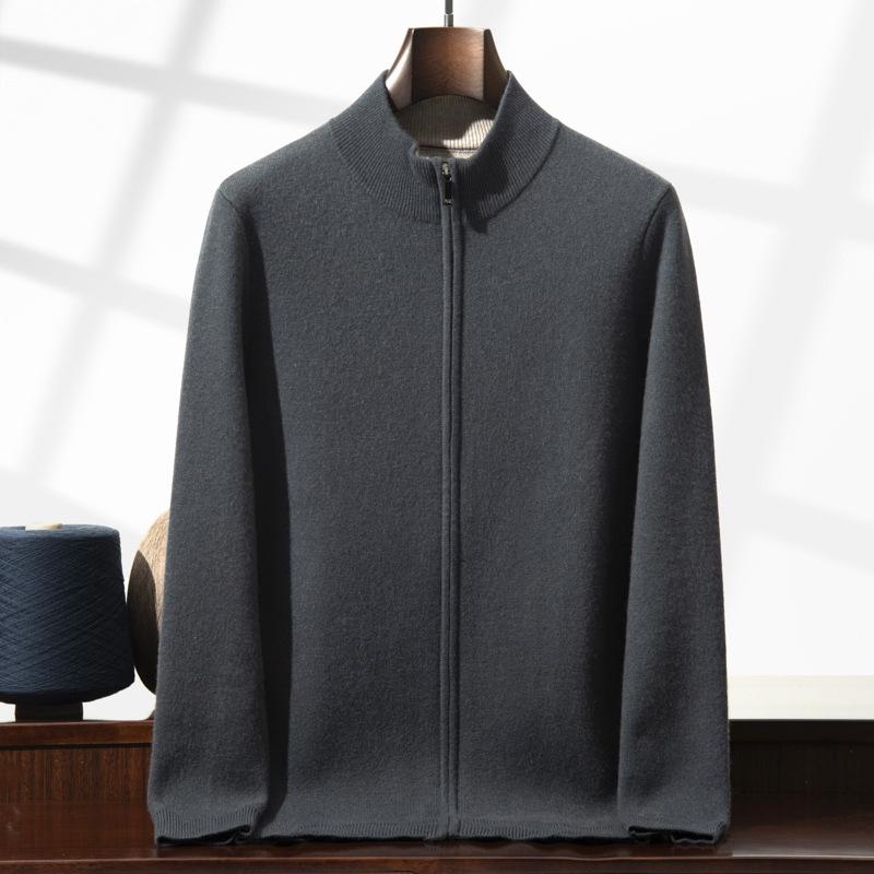 Men's Thickened Cashmere Zip Cardigan - Autumn/Winter Long-Sleeved Knit Sweater