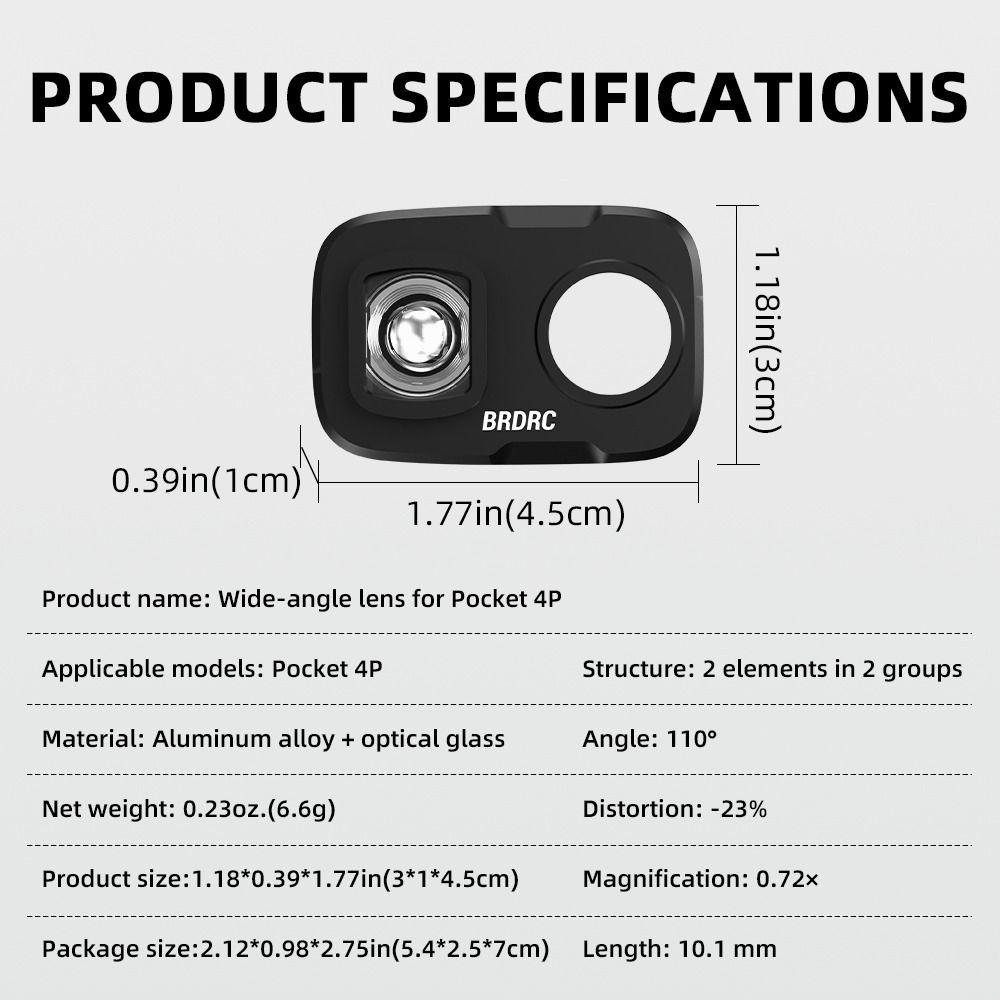 Optical Glass Wide Angle Filter for DJI Osmo Pocket 4P Gimbal Camera Accessories