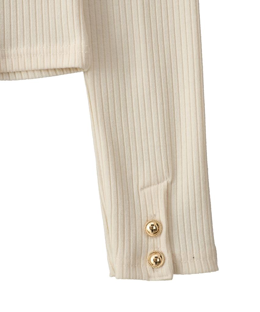 SALON DE YOHN Button Point Strap Off Shoulder T_ Ivory