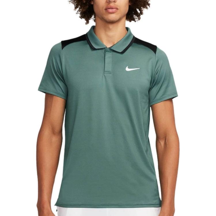 Nike Court Advantage Logo Color Block Ležérní Pohodlné Pánské Tenisové Polo Tričko topy Vintage-Green FD5317-361