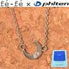 Phiten Titanium Necklace with Moon Size and Includes a Set and Kotobuki Jewelry Polishing Fe-fe Women's Pendant, 38, Diamonds. 2-Piece (Necklace