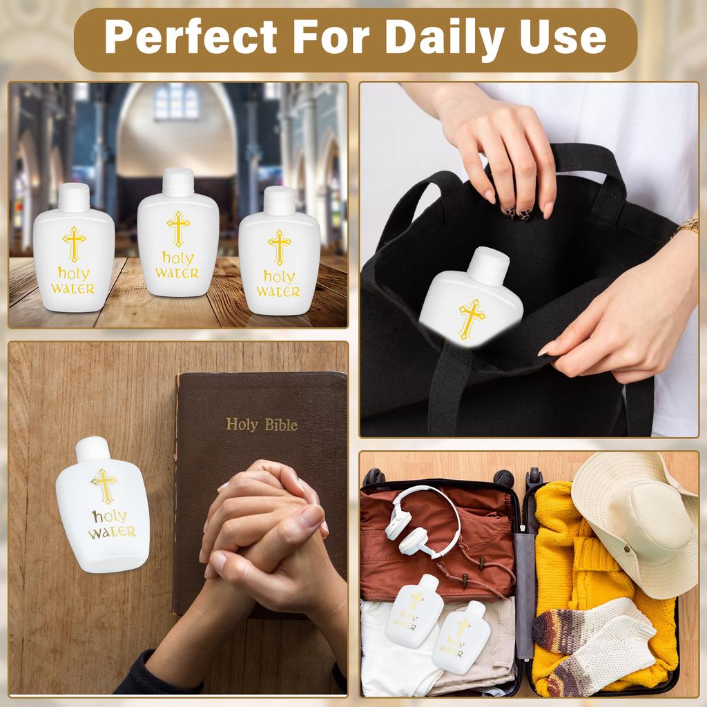 20 Pcs Holy Water Bottles 2Oz Empty Container With Gold Cross 60Ml Holy Water Plastic Bottle For Compact And Portable Holy Water