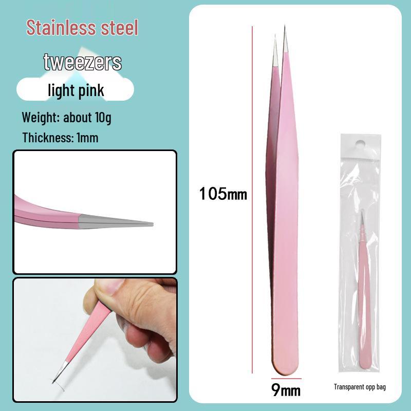 Colorful Stainless Steel Curved Tweezers for False Eyelashes and Planner Clips