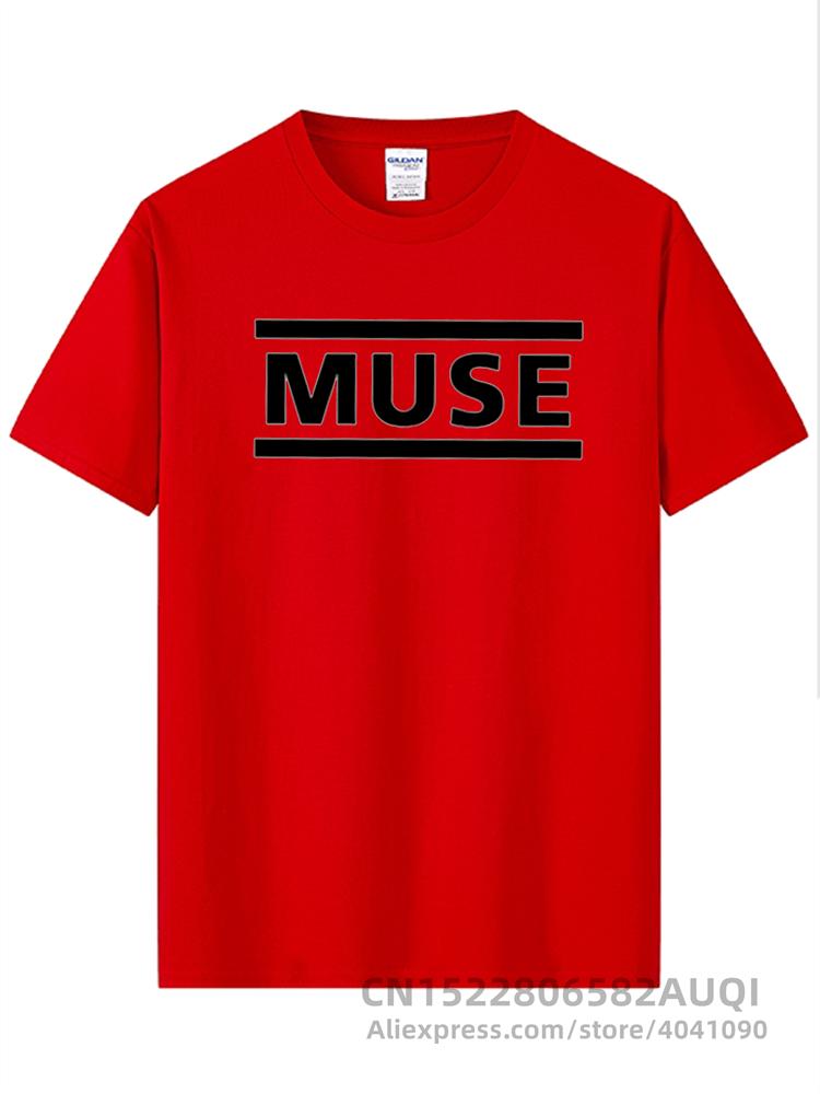 

Men s High Quality Letter Printed T-shirt Muse Rock Band Short-sleeved T-shirt O-neck Hip Hop Male Tops M