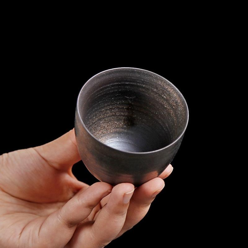 Handmade Gilded Glaze Ceramic Tea Cup - Artisan Eggshell Porcelain Japanese Zen Tea Set Elegant KungFu Teaware for Home or Gift