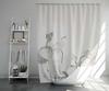 Japanese Lotus Floral Shower Curtain - Waterproof & Washable White Flower Design