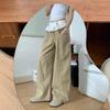 Women's High Waist Khaki Lace Trim Wide Leg Jeans - Spring/Autumn 2025