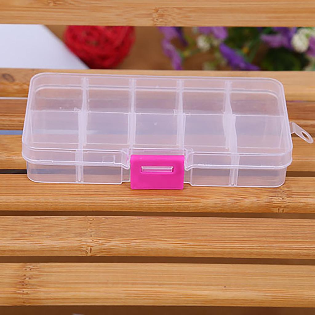 Foldable 10 Compartment Jewelry Bead Nail Tips Storage Box