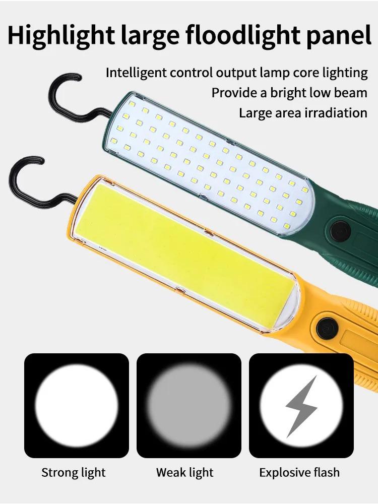 Strong LED COB Work Light Handheld Floodlight USB Rechargeable Portable Camping Repair Emergency Flashlight with Magnet Hook
