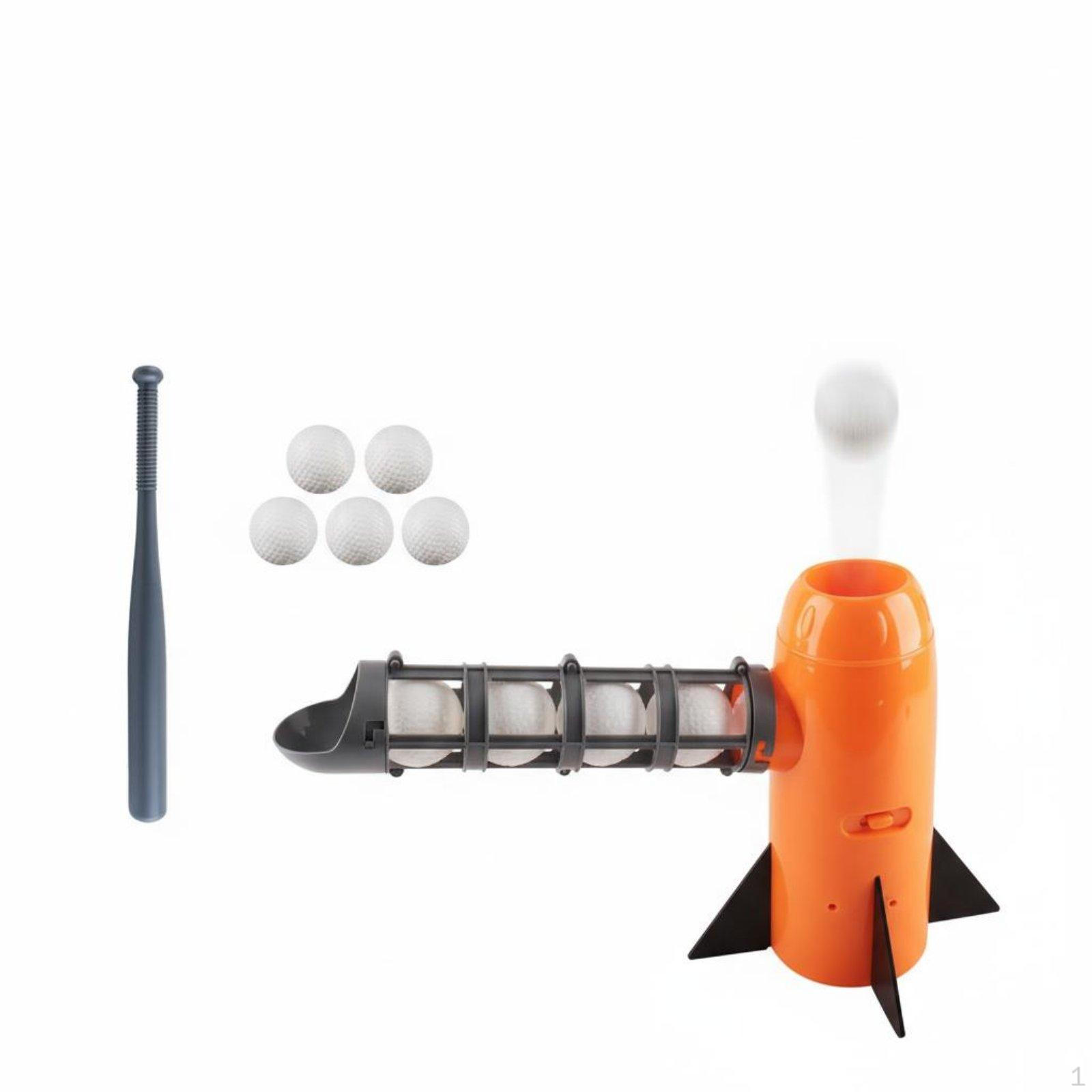 Kids Baseball Training Toy Indoor Outdoor Play Automatic Pitching Machine Continuous Orange