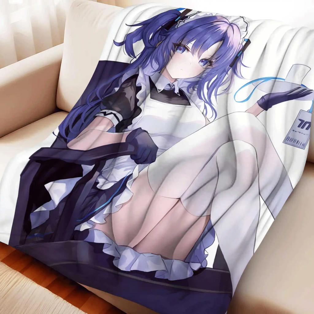 Cartoon Blue Archive Hayase Yuka Flannel Blanket Warm Soft Anime Nap Blanket Multifunctional Decor Universal Blankets