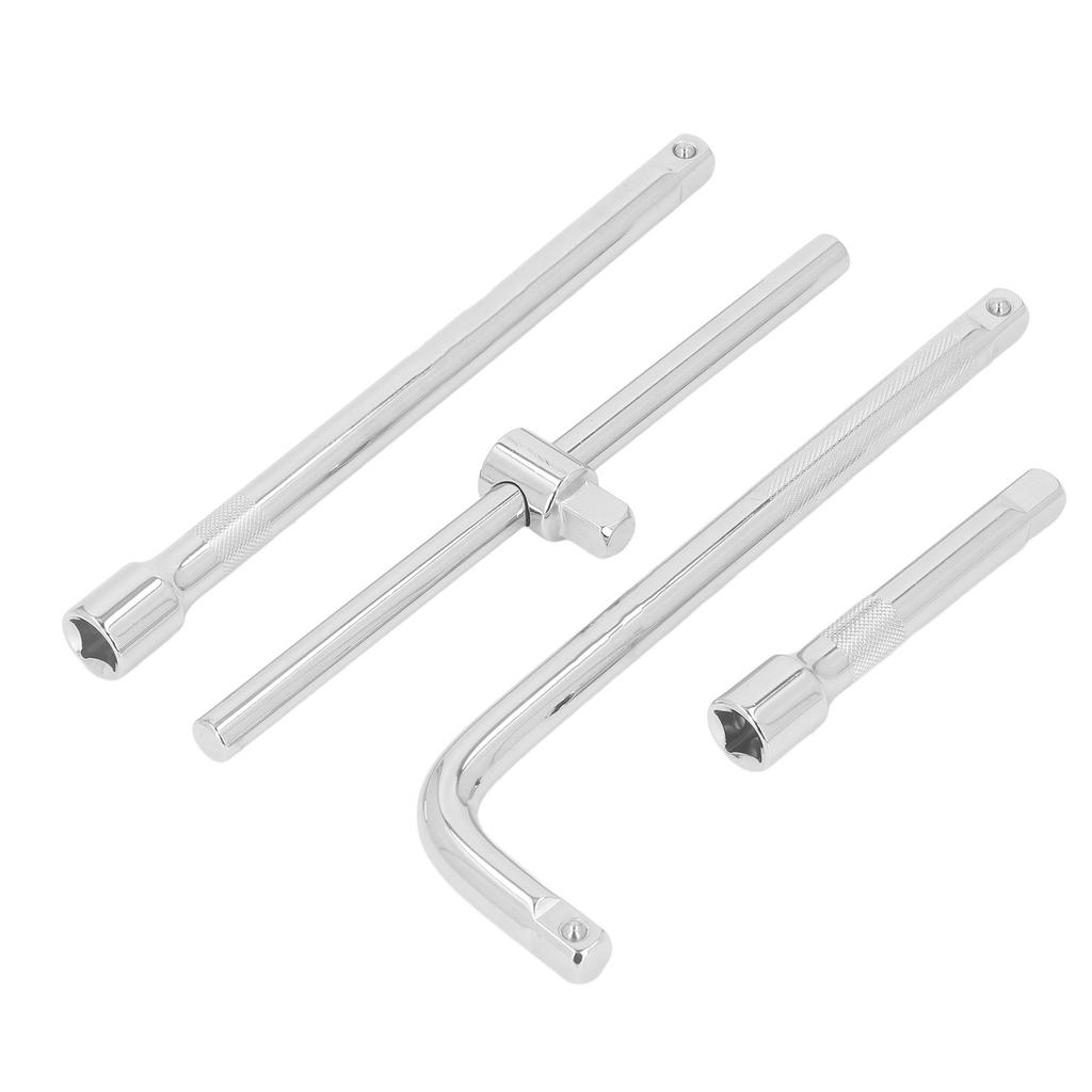 4PCS Set Drive Socket Extension Bar Chrome Vanadium Steel Sliding Bar T Handle Wrench for