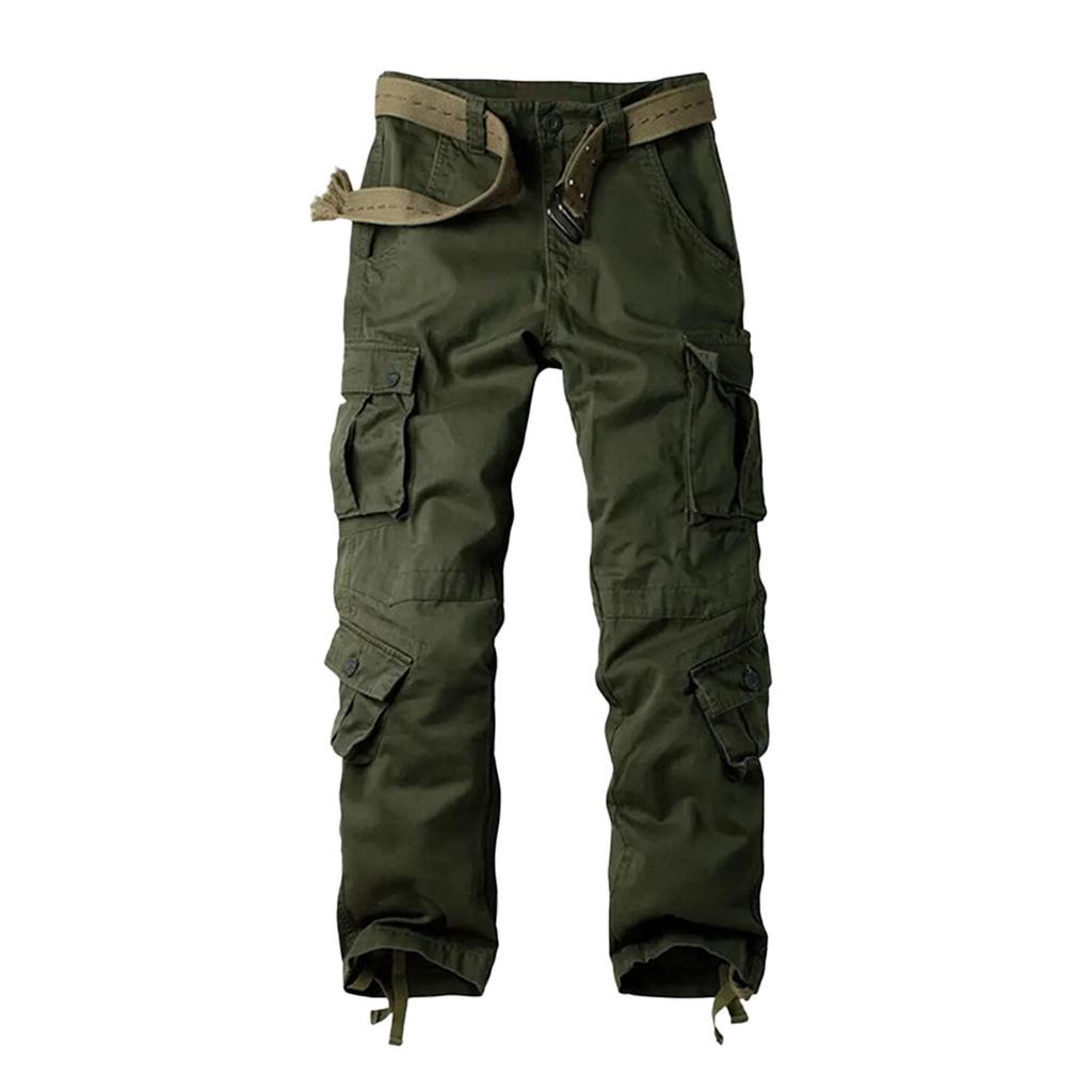 Pantalones de hombre con cordón y múltiples bolsillos, pantalones casuales, pantalones de senderismo, pantalones de sarga de algodón