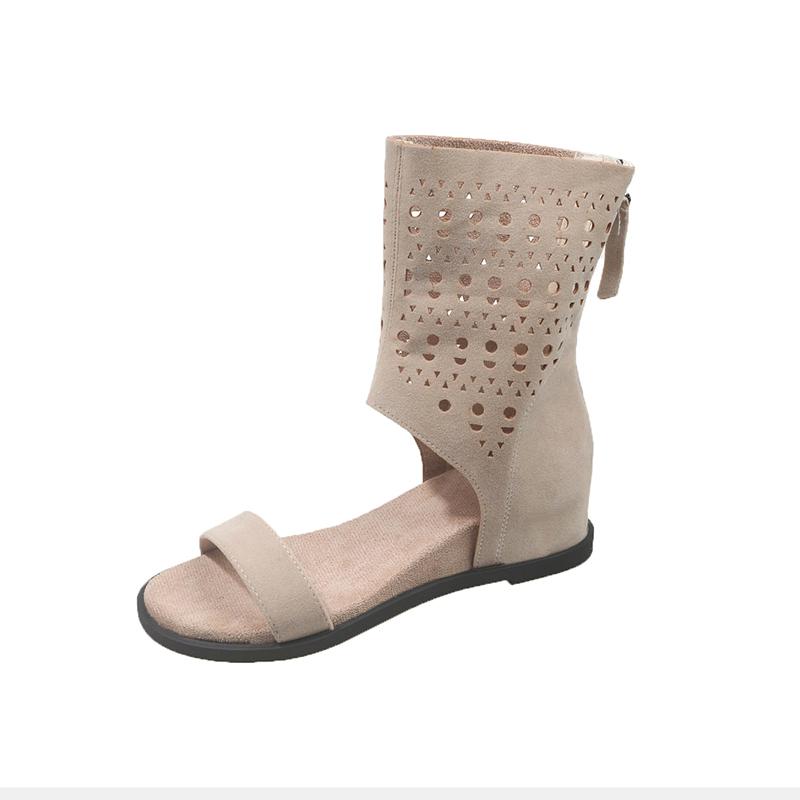 Frühling Herbst Offene Zehen Interne Erhöhung Damen Sandalen Stiefel Damen Lässige Ausgeschnittene Stiefeletten