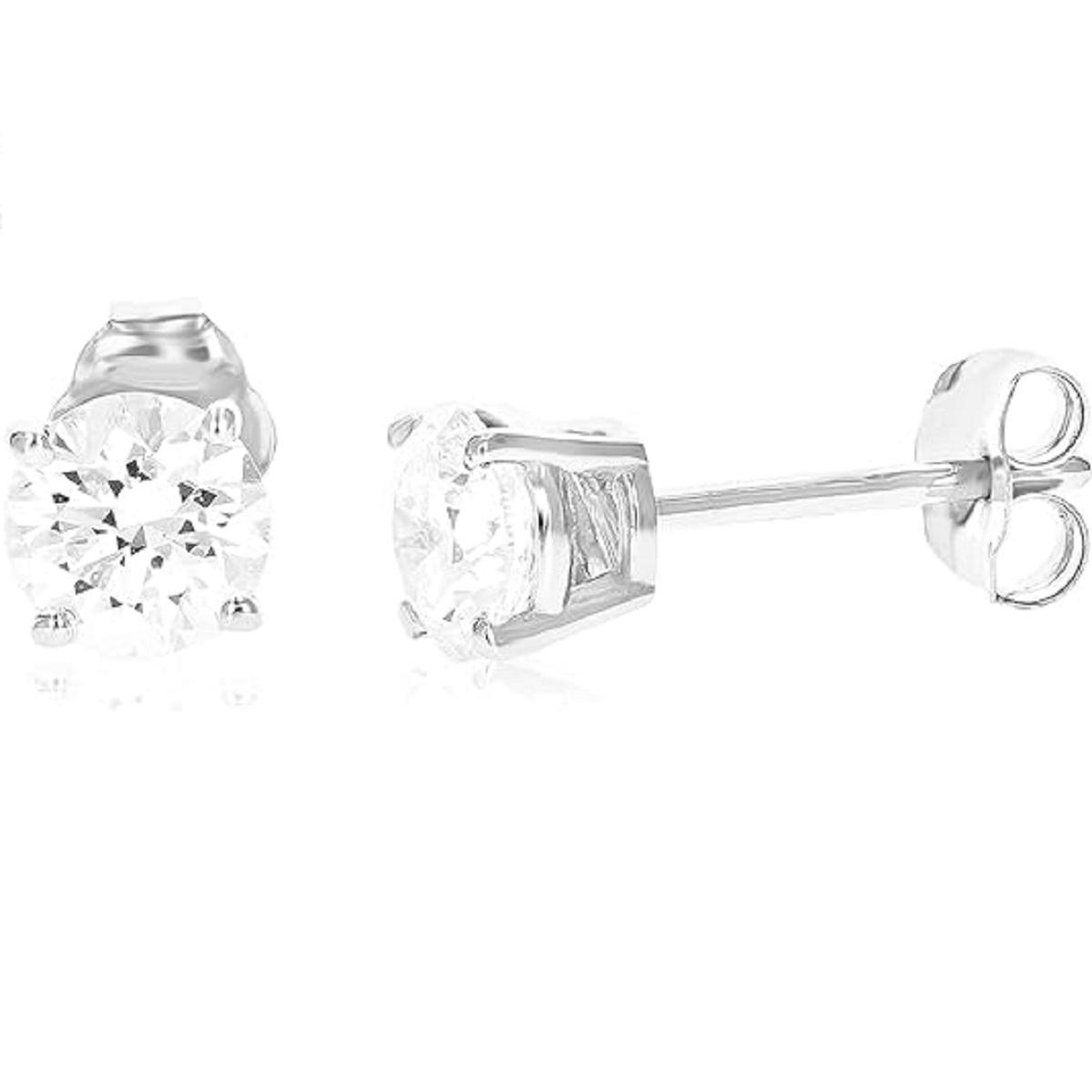 

Lab Grown Diamond Stud Earrings for Women in 14K White Gold Round Prong Set with VS1 Clarity Sustainable & Ethical Sparkling Brilliant Cut 15MM серебряный