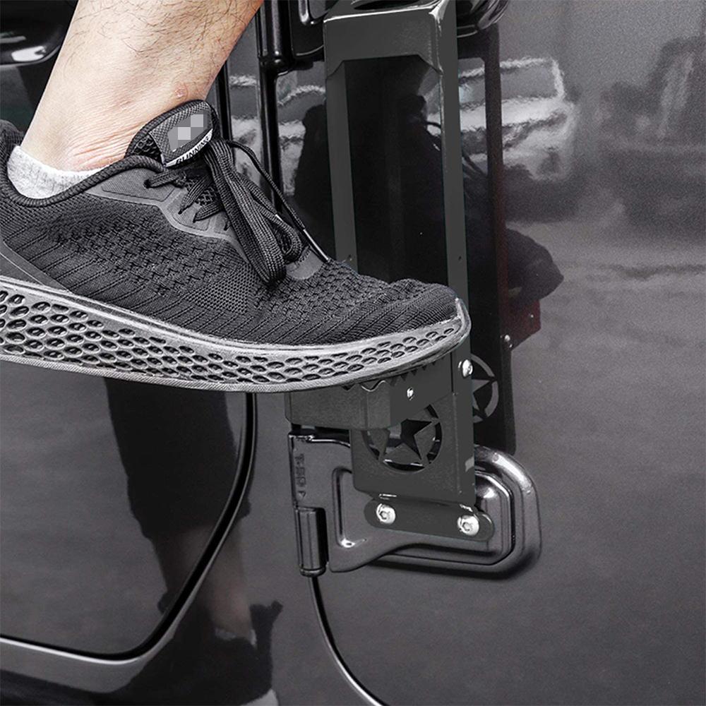 Türscharnier-Schritt-Fußpedal für Jeep Wrangler JK JKU JL Unlimited Gladiatoren JT 2007-2024 Autotüren Metall-Trittplatte Zubehör