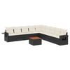 VidaXL Salon de Jardin avec Coussins 10 pcs, Canapés de Terrasse, Ensemble de Meubles de Patio, Mobilier d'Extérieur, Noir 3256938