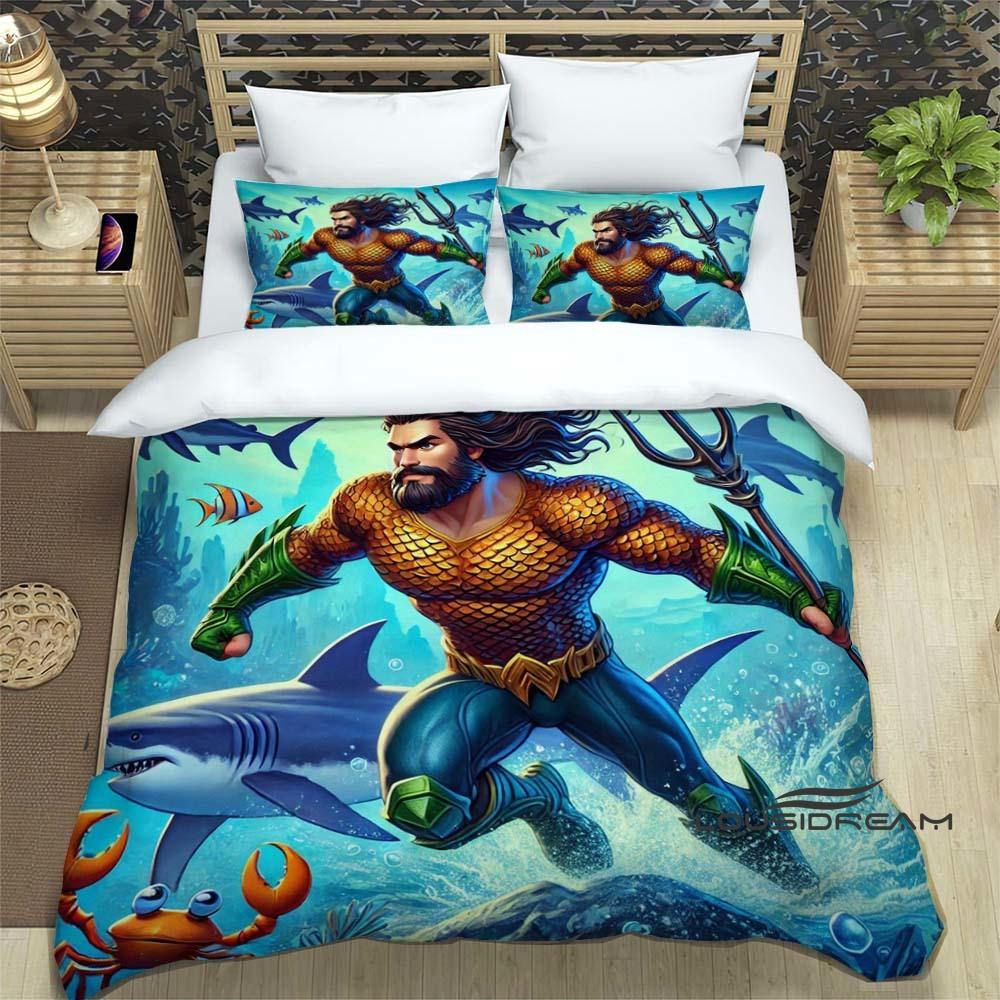 The *Aquaman* fantasy movie duvet cover and pillowcase bedding set is the perfect choice for decorating boys' and girls' bedroom