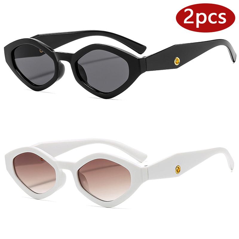 

Cycling 2pcs Fashion Polygonal Shaped Women‘s Sunglasses Vintage Small Frame Punk Hip-hop Sun Glasses Outdoor Travel Eyewear