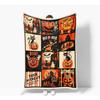 Vintage Pumpkin Witch Halloween Pattern Flannel Throw Blanket Soft Cozy Fleece Bed Sofa Cover, Lightweight Breathable Plush Decorative Bedding Gift