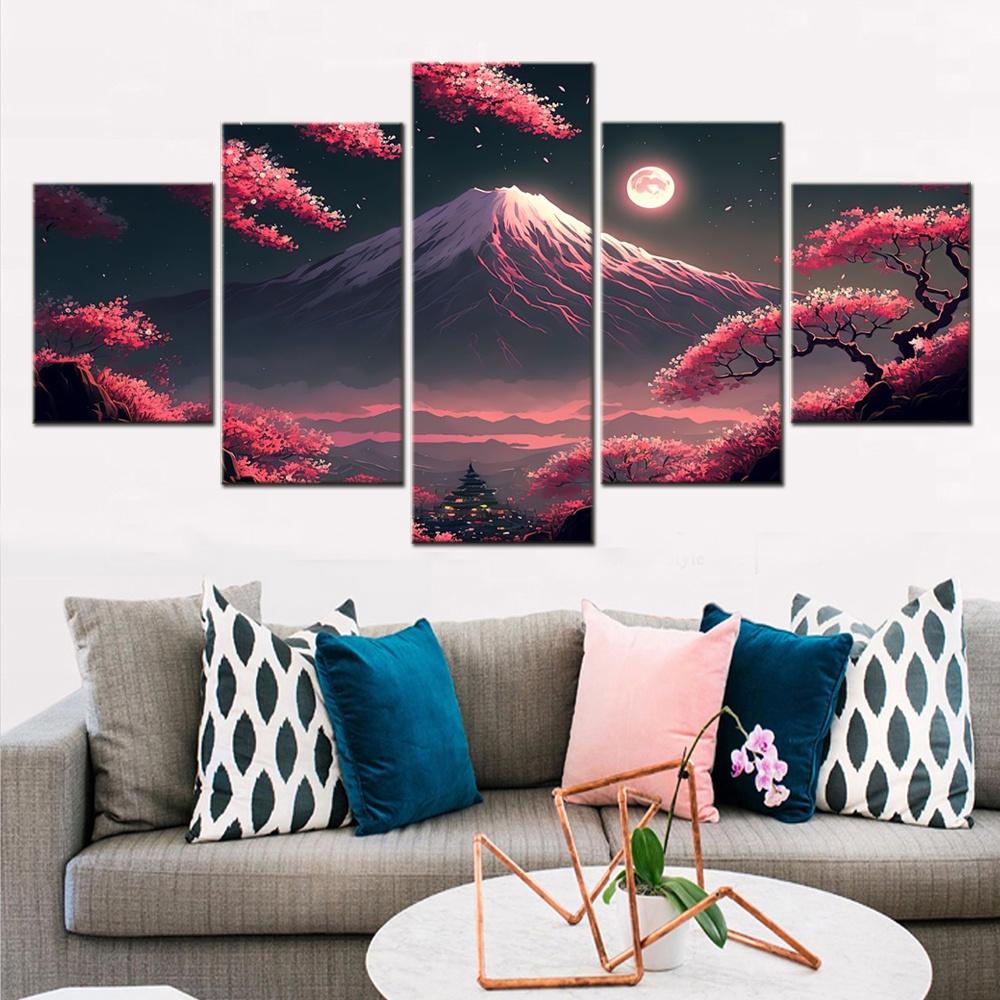 

5 Pieces Canvas Wall Arts Landscape Beige Knoxville Skyline Poster Painting Abstract Nature Home Decor Picture Living Room Mural 20x35 20x45 20x55cm