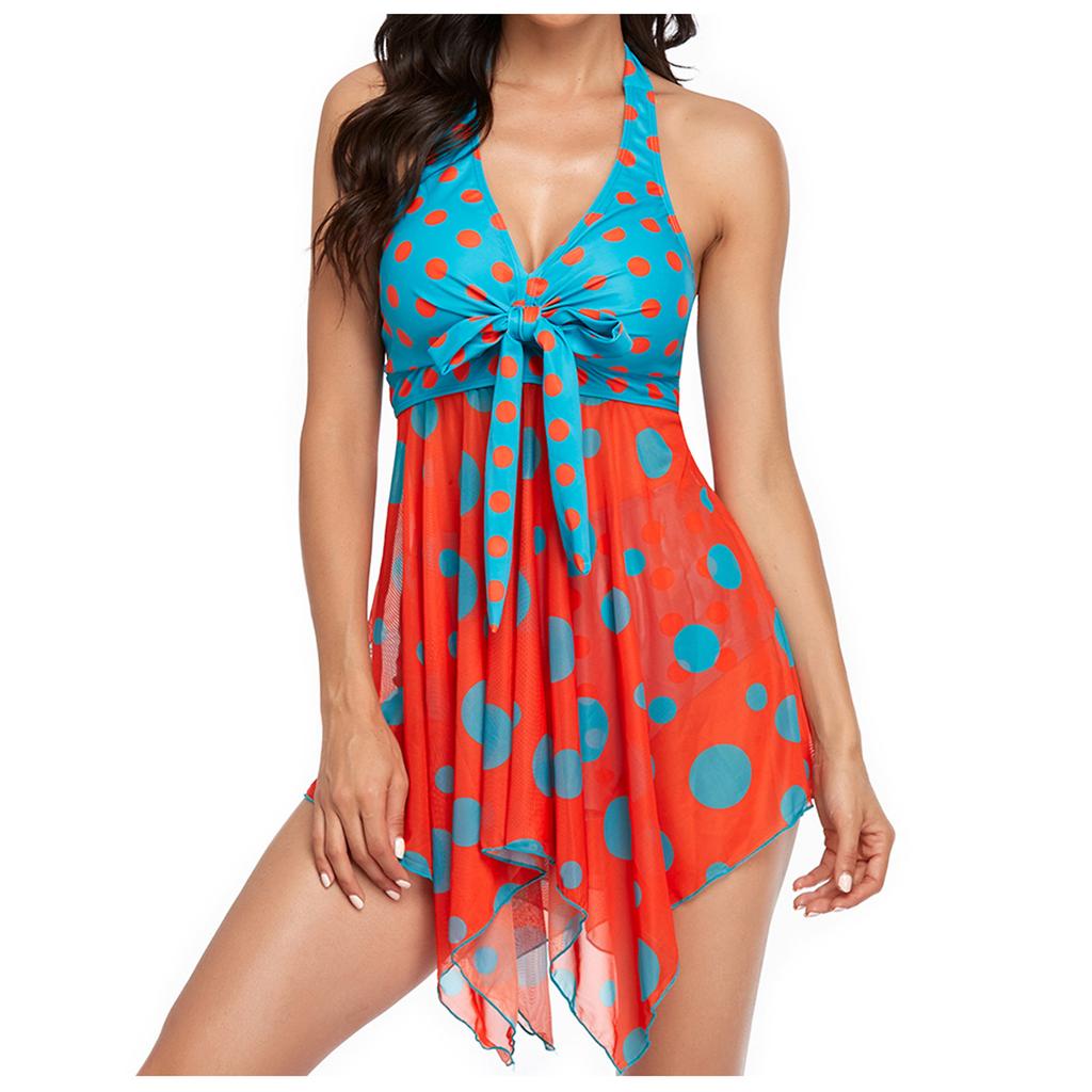 Dame Mote Sexy Sommer Trykket Mesh Skjørt Splitt Dames Bikini Badebukse