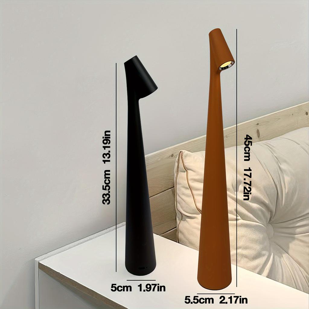 Rechargeable Cordless LED Table Lamp - Portable, Touch-Controlled, 3-Level Brightness, Matte Metal Finish, Battery-Powered for Indoor & Outdoor Use