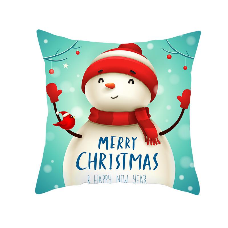 Weihnachtsmann Schneemann Elch Kissenbezug Festlich Zuhause Sofa Kissen Kissenbezug