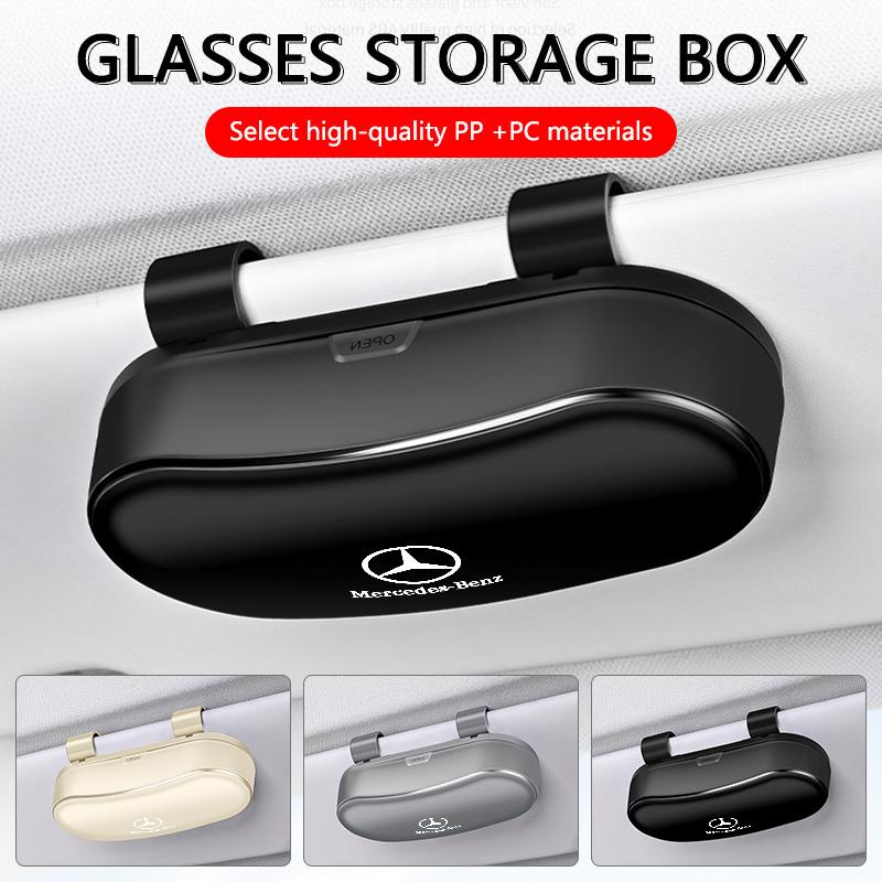 Car Sun Visor Glasses Box Portable Sunglasses Eyeglass Case for Mercedes Benz B/C/E/S Class A Class C200L GLC GLK CLA GLA W201