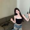 Women's Summer Lace Camisole Short Ruffled Vest Patchwork Slim Fit Lining Hot Girl Chest Pad Sexy Top