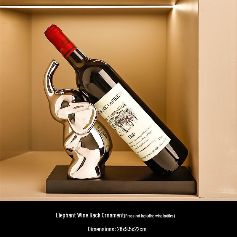 Elegant Ceramic Bear Wine Rack: Red Wine Display and Cup Holder for Luxurious Living Room Decor