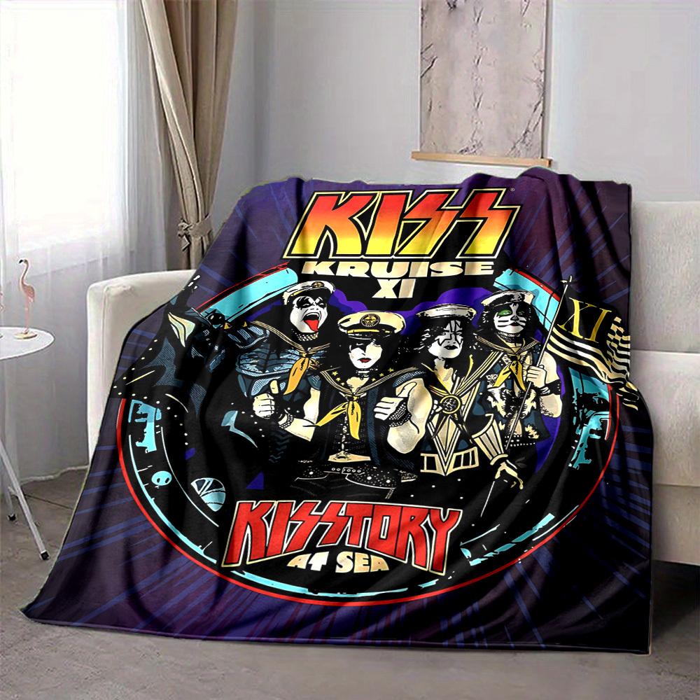 

1pc KISS Band Flannel Blanket, Soft Skin Friendly with Digital Printing, Various Sizes Available for Family, Friends, Birthday 80x120cm
